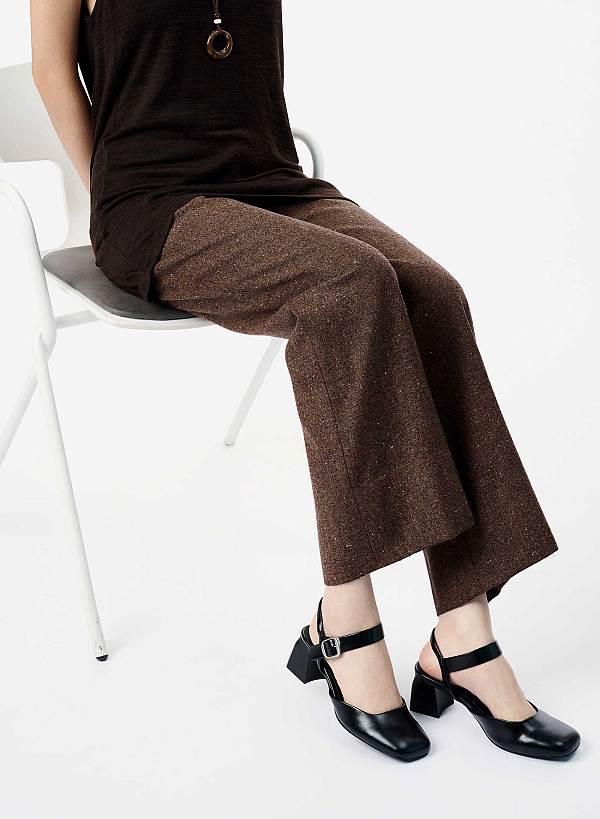 Giày bít mũi block heel phối khóa trang trí - BMN 0740 - Màu đen - VASCARA