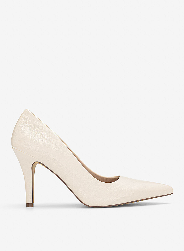 Giày bít mũi nhọn gót stiletto - BMN 0738 - Màu kem