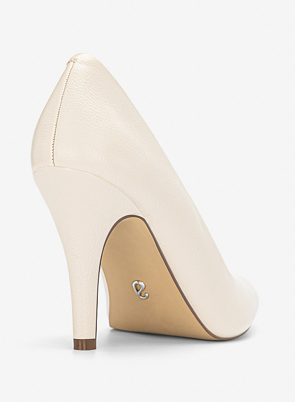 Giày bít mũi nhọn gót stiletto - BMN 0738 - Màu kem - VASCARA