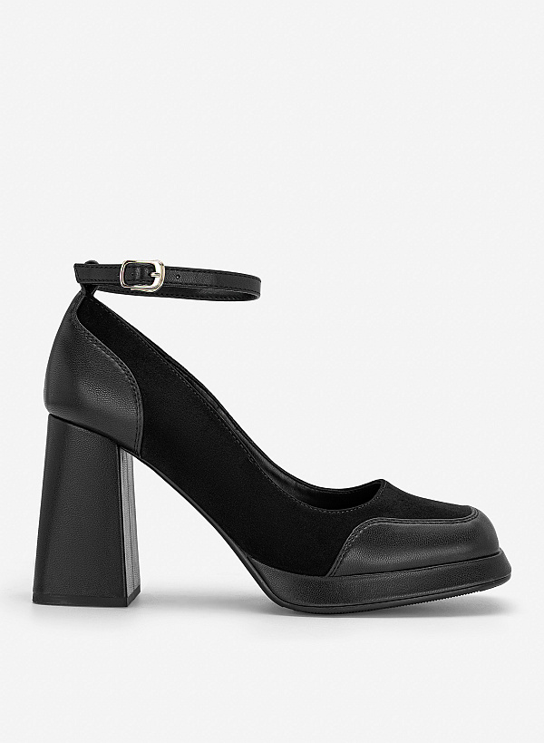 Giày bít mũi platform ankle strap