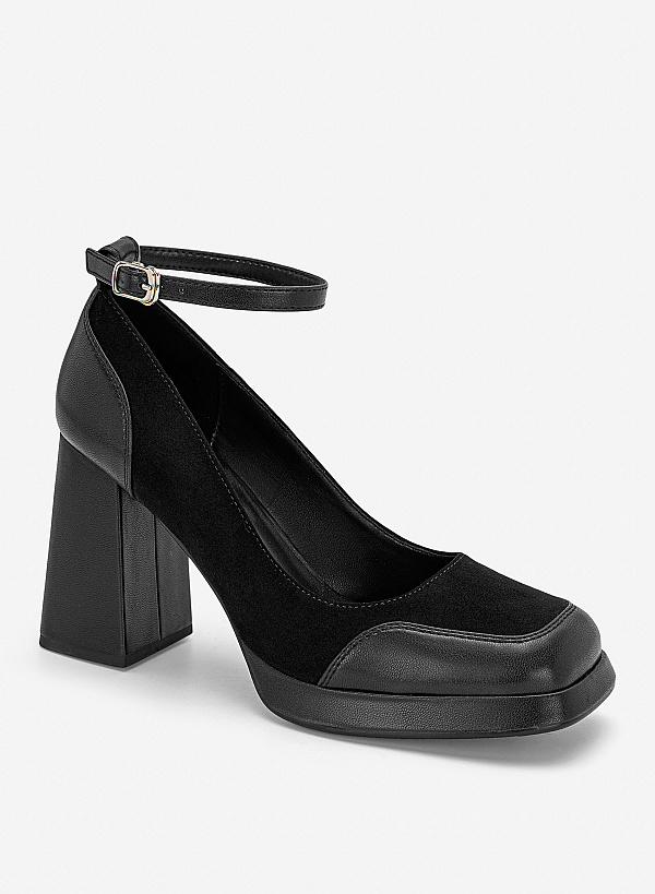 Giày bít mũi platform ankle strap