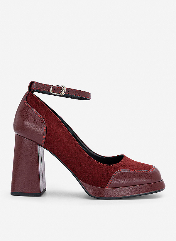 Giày bít mũi platform ankle strap