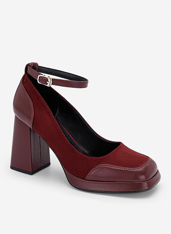 Giày bít mũi platform ankle strap