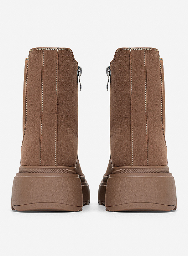 Giày boots đệm vải dáng Chelsea - BOT 0949 - Màu nâu đậm - VASCARA