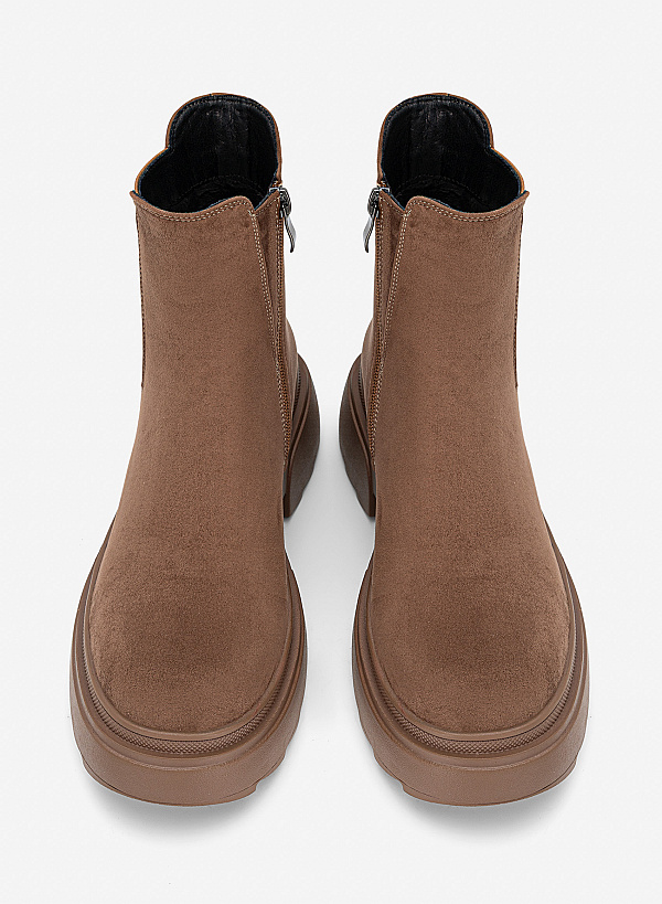 Giày boots đệm vải dáng Chelsea - BOT 0949 - Màu nâu đậm - VASCARA