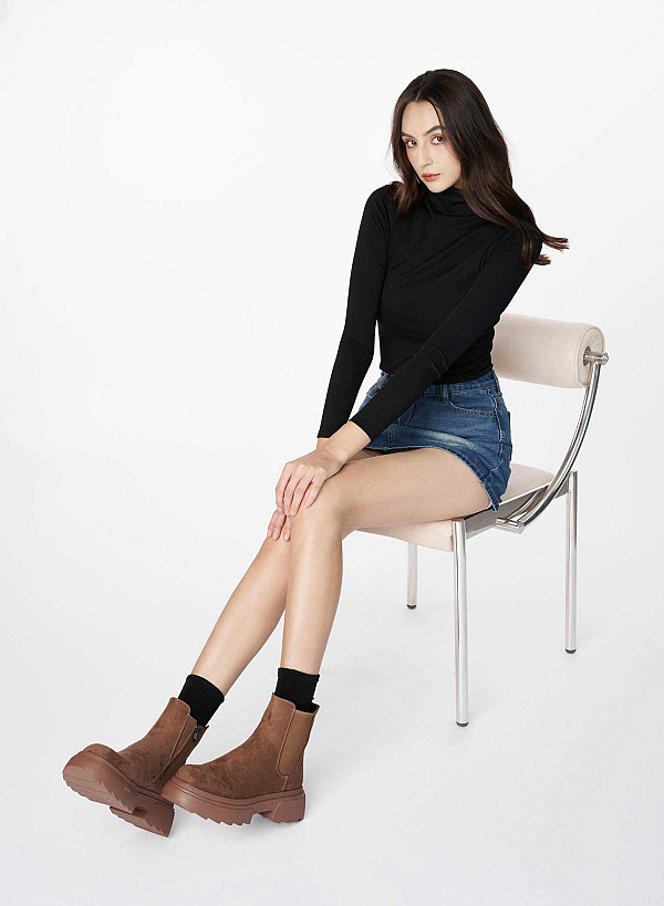 Giày boots đệm vải dáng Chelsea - BOT 0949 - Màu nâu đậm - VASCARA