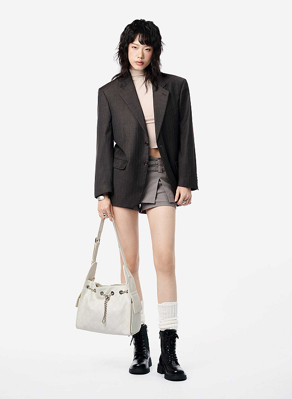 Giày combat boots phối khoá kim loại - BOT 0948 - Màu đen - VASCARA