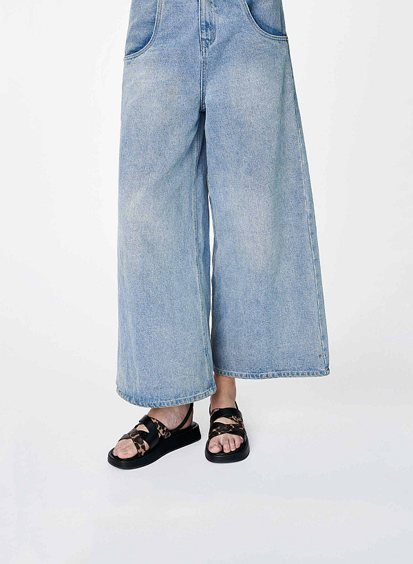 Giày gladiator flatform sandals phối vân da animal