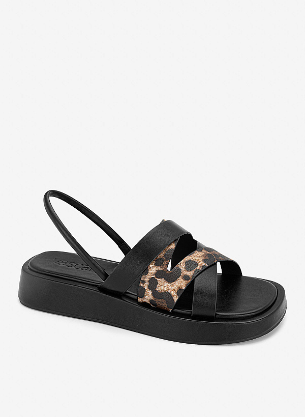 Giày gladiator flatform sandals phối vân da animal - SDK 0352 - Màu họa tiết da báo - VASCARA
