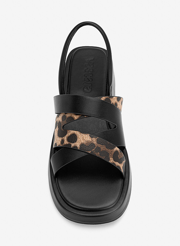 Giày gladiator flatform sandals phối vân da animal - SDK 0352 - Màu họa tiết da báo - VASCARA
