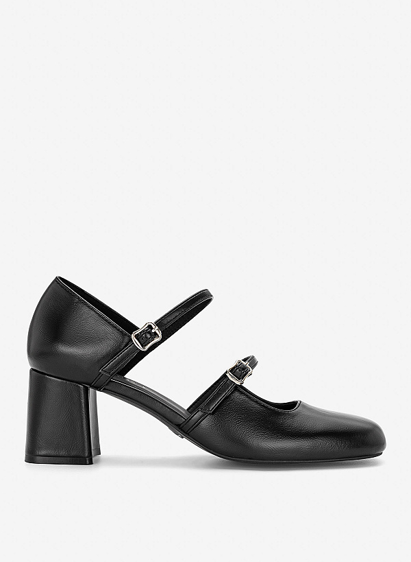 Giày gót trụ Mary Jane cut-out - BMN 0734 - Màu đen