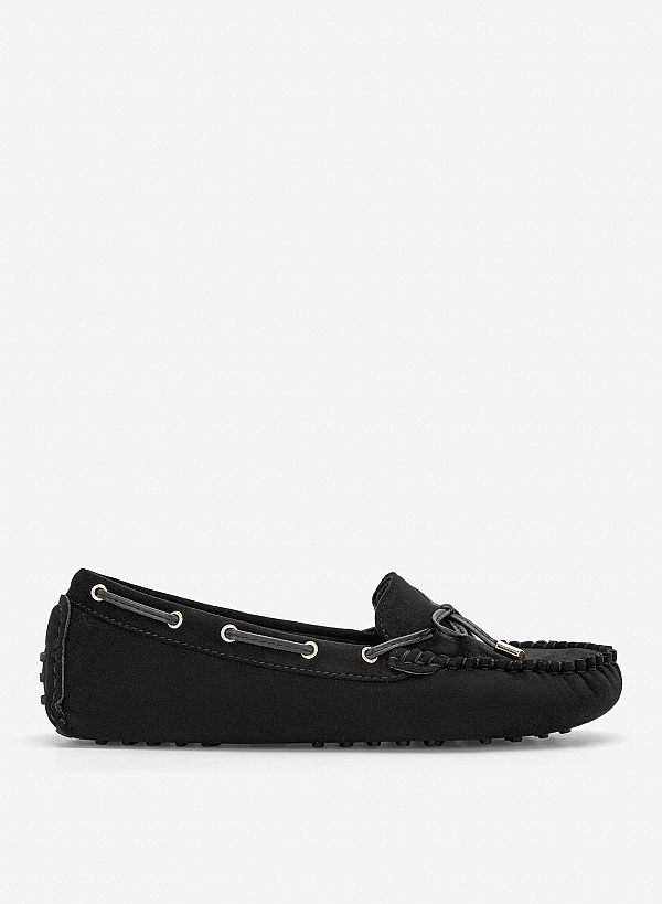 Giày moccasins nhấn nơ trang trí - MOI 0111 - Màu đen