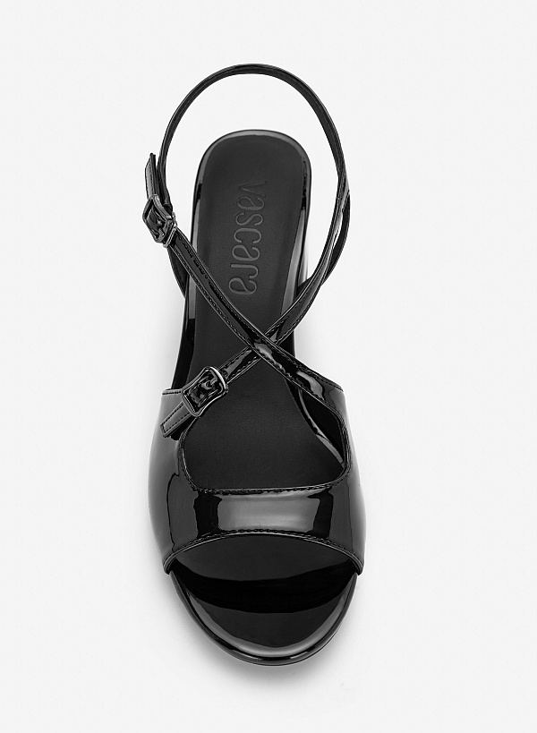 Giày sandals block heel cut-out - SDN 0837 - Màu đen - VASCARA