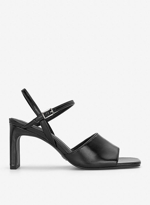 Giày sandals block heel quai bản to