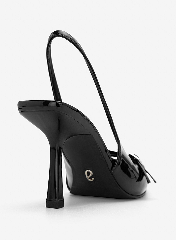 Giày slingback mũi nhọn phối khóa đôi - BMN 0731 - Màu đen - VASCARA