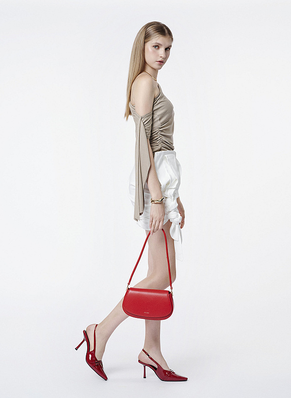 Giày slingback mũi nhọn phối khóa đôi - BMN 0731 - Màu đỏ - VASCARA