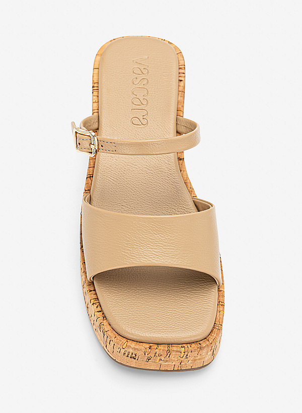 Guốc đế xuồng flatform - GXG 0061 - Màu kem - VASCARA