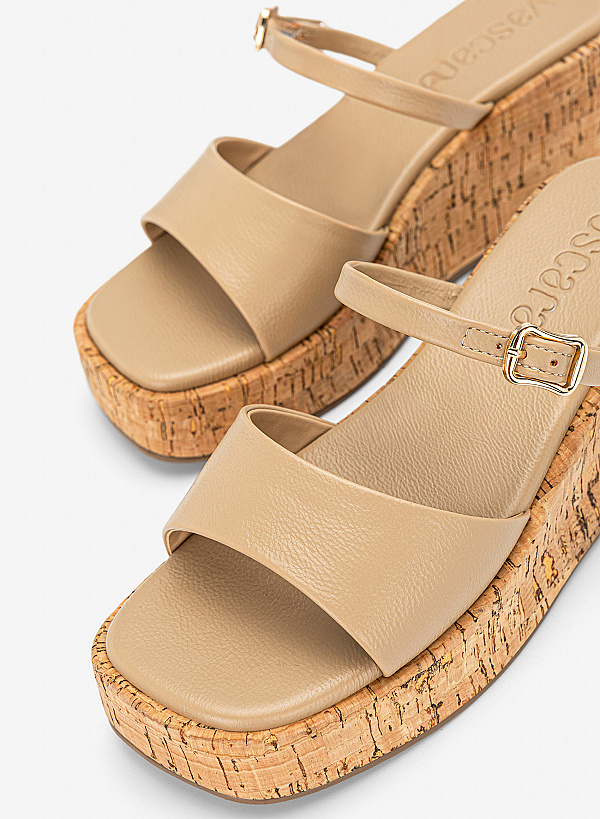 Guốc đế xuồng flatform - GXG 0061 - Màu kem - VASCARA