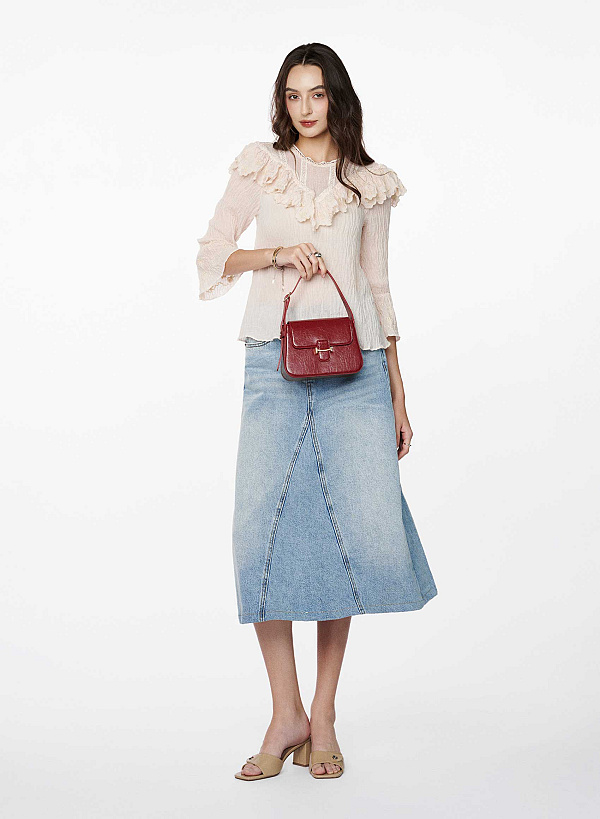 Guốc mules block heel nhấn nút kim loại - GNN 0231 - Màu be - VASCARA