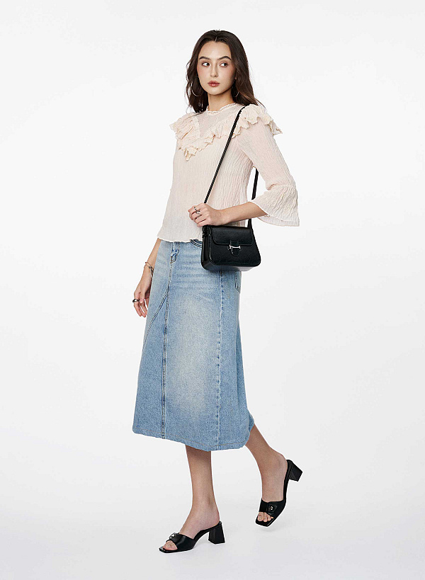 Guốc mules block heel nhấn nút kim loại - GNN 0231 - Màu đen - VASCARA