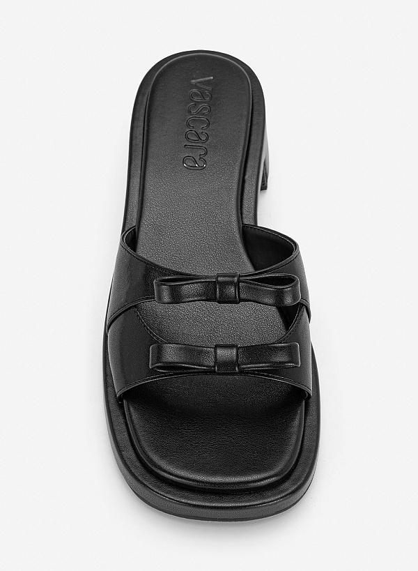 Guốc mules phối nơ trang trí - GNN 0229 - Màu đen - VASCARA