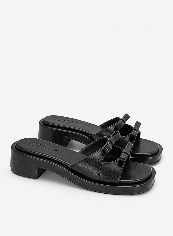 Guốc mules phối nơ trang trí - GNN 0229 - Màu đen - VASCARA