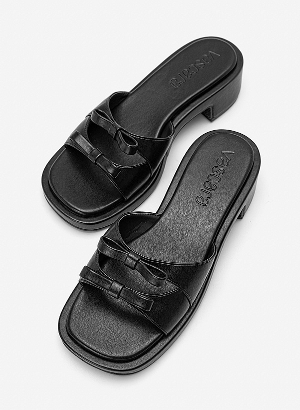 Guốc mules phối nơ trang trí - GNN 0229 - Màu đen - VASCARA