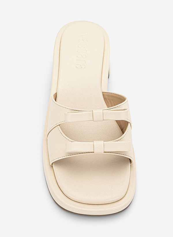 Guốc mules phối nơ trang trí - GNN 0229 - Màu kem - VASCARA