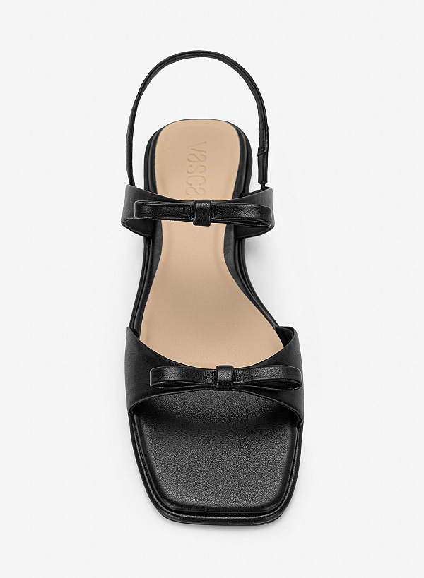 Sandals đế bằng họa tiết nơ cá tính - SDK 0355 - Màu đen - VASCARA