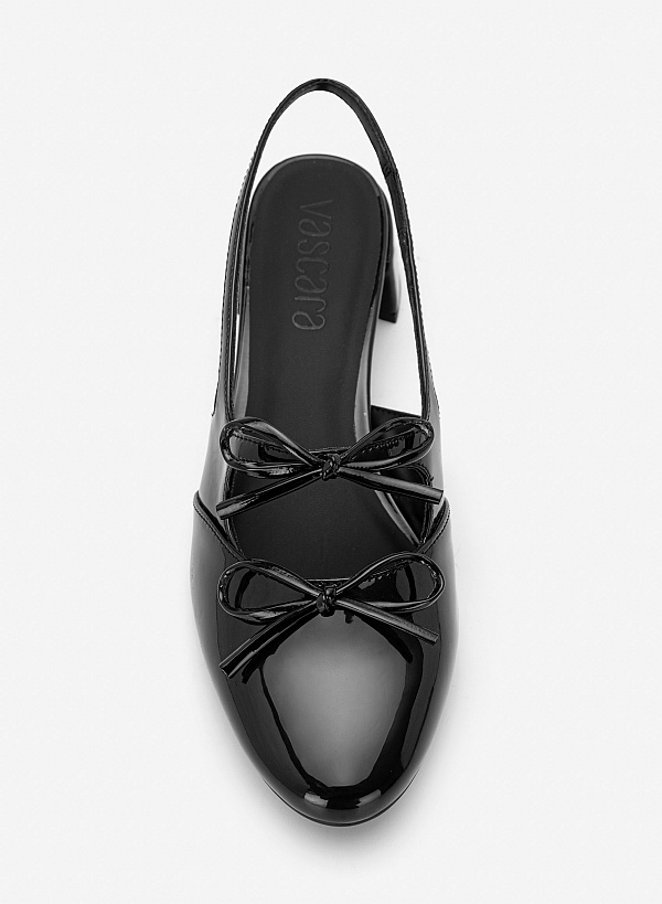 Slingback bít mũi tròn đính nơ trang trí - BMN 0737 - Màu đen - VASCARA