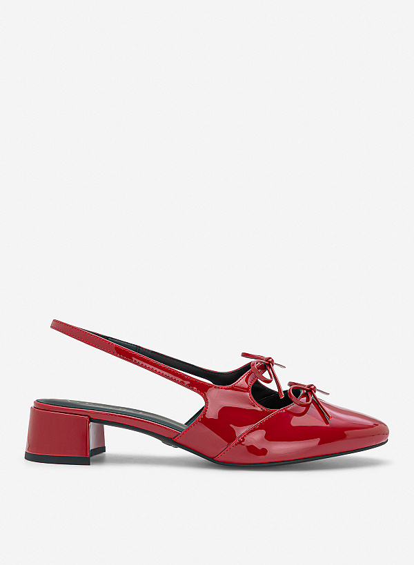 Slingback bít mũi tròn đính nơ trang trí