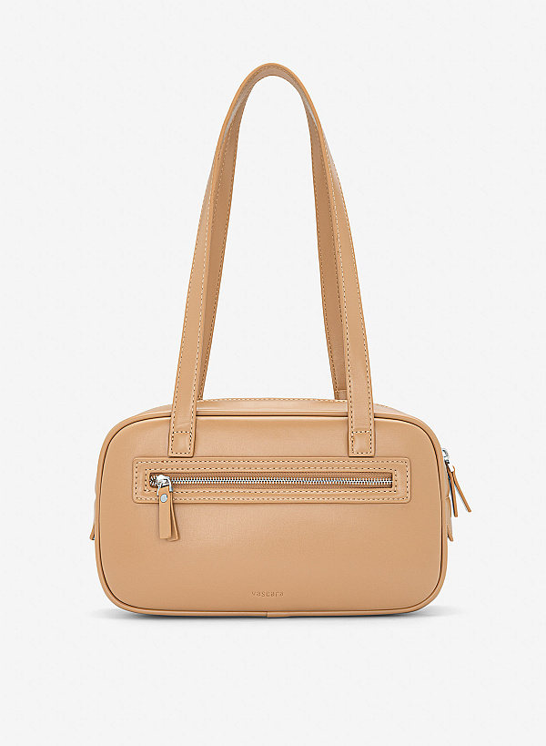 Túi baguette đeo vai nhấn khóa kéo