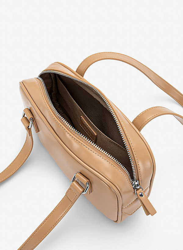 Túi baguette đeo vai nhấn khóa kéo - SHO 0294 - Màu be - VASCARA