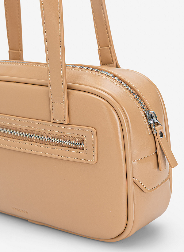 Túi baguette đeo vai nhấn khóa kéo - SHO 0294 - Màu be - VASCARA