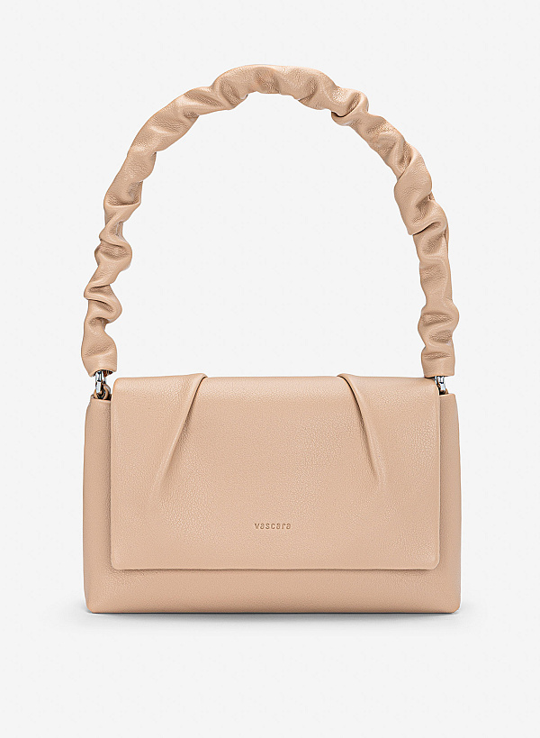 Túi đeo vai gấp nếp quai nhún - SHO 0299 - Màu be - VASCARA
