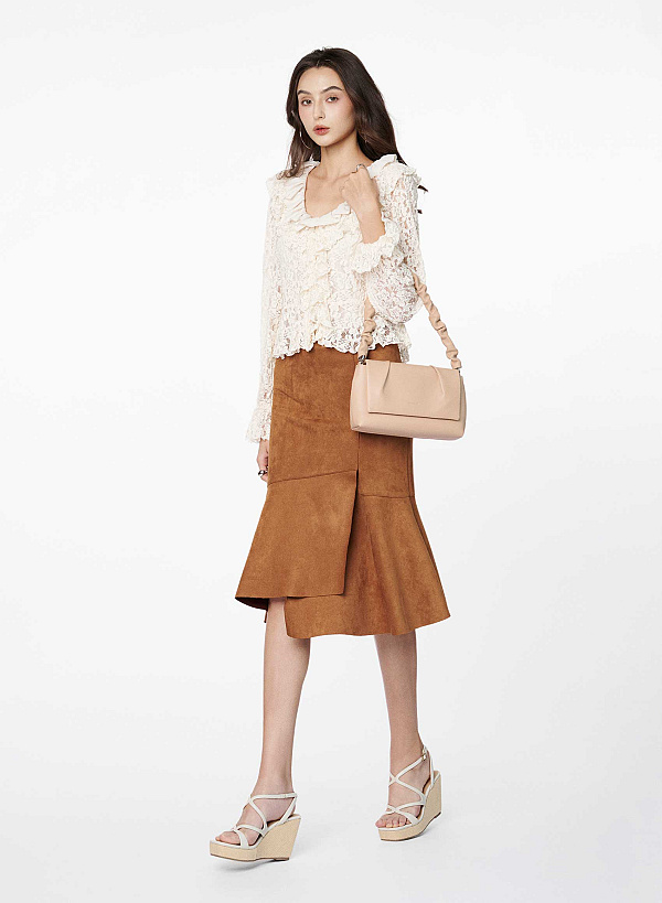 Túi đeo vai gấp nếp quai nhún - SHO 0299 - Màu be - VASCARA