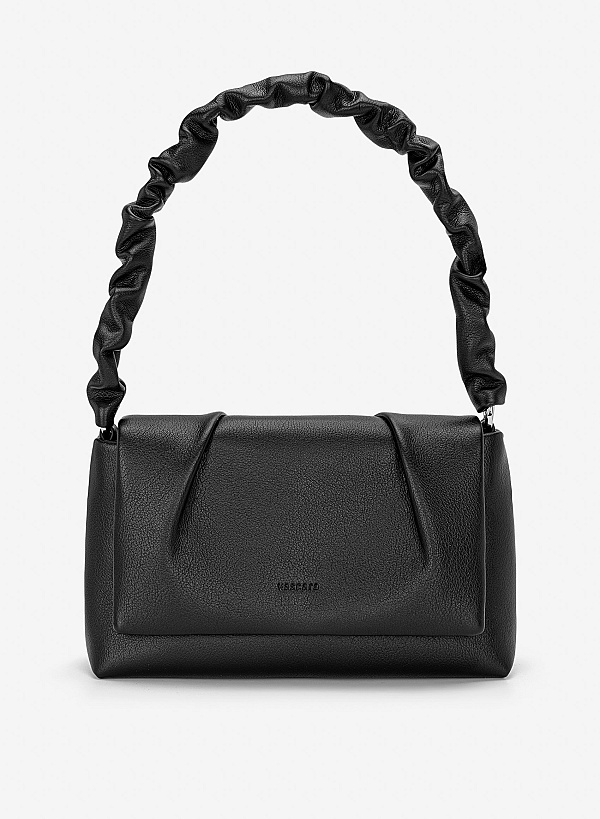 Túi đeo vai gấp nếp quai nhún - SHO 0299 - Màu đen