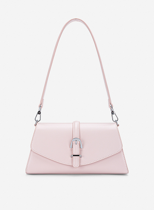 Túi đeo vai hình thang nhấn khoá cài - SHO 0303 - Màu hồng nhạt - VASCARA