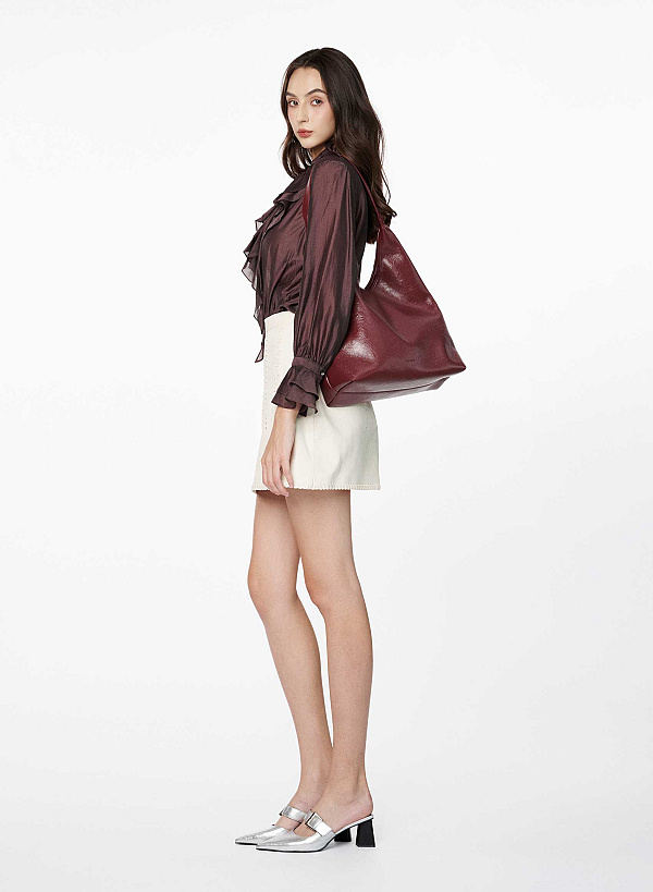 Túi đeo vai hobo minimalist - TOT 0203 - Màu đỏ đậm - VASCARA