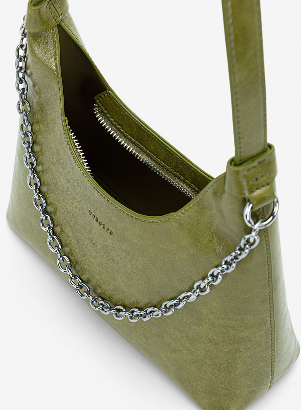 Túi đeo vai hobo phối xích - SHO 0298 - Màu xanh lá - VASCARA