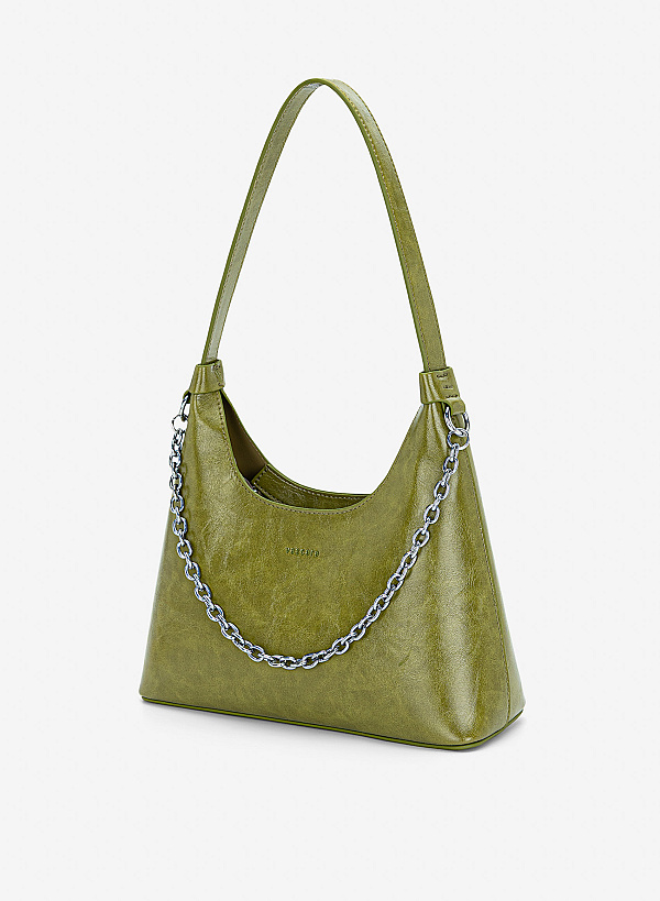 Túi đeo vai hobo phối xích - SHO 0298 - Màu xanh lá - VASCARA
