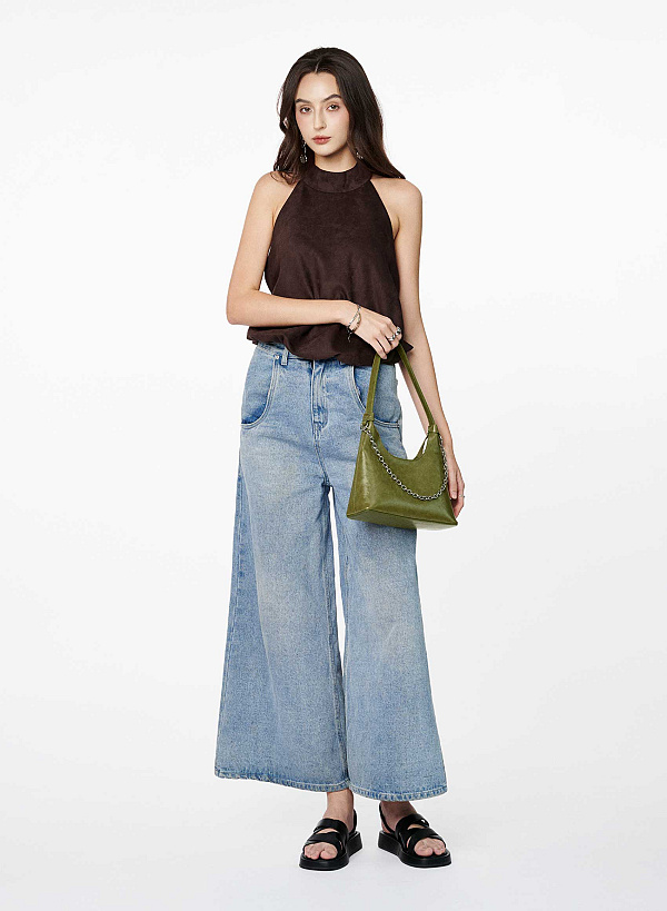 Túi đeo vai hobo phối xích - SHO 0298 - Màu xanh lá - VASCARA