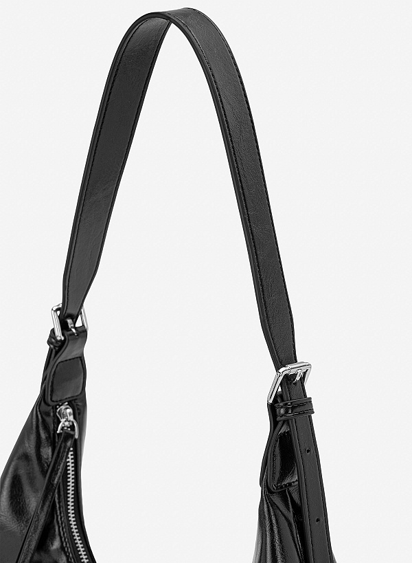 Túi đeo vai phom mềm nhấn khóa kéo - TOT 0209 - Màu đen - VASCARA