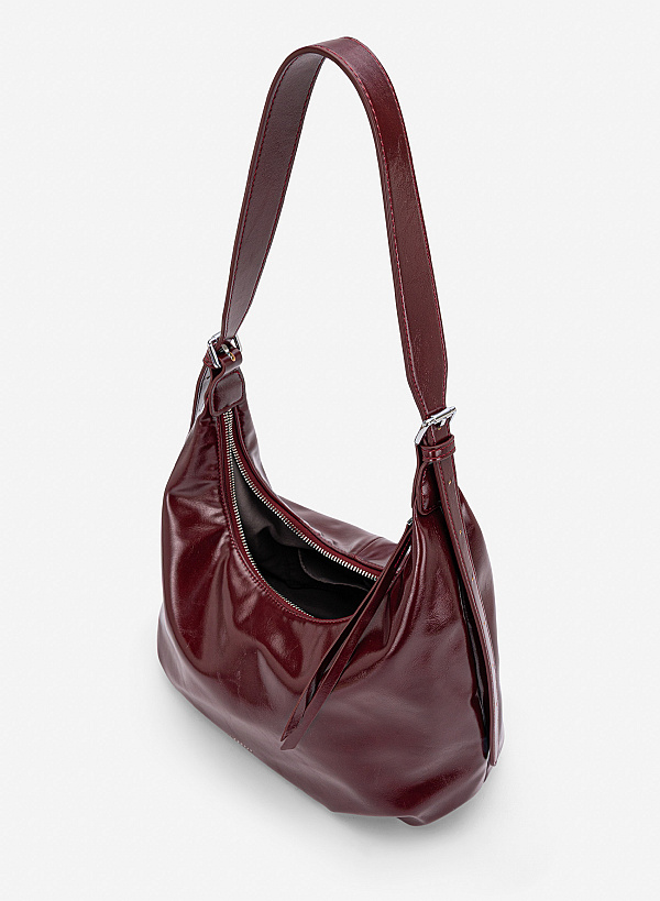 Túi đeo vai phom mềm nhấn khóa kéo - TOT 0209 - Màu đỏ đậm - VASCARA