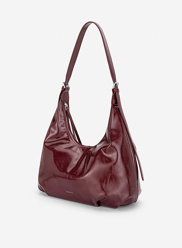 Túi đeo vai phom mềm nhấn khóa kéo - TOT 0209 - Màu đỏ đậm - VASCARA