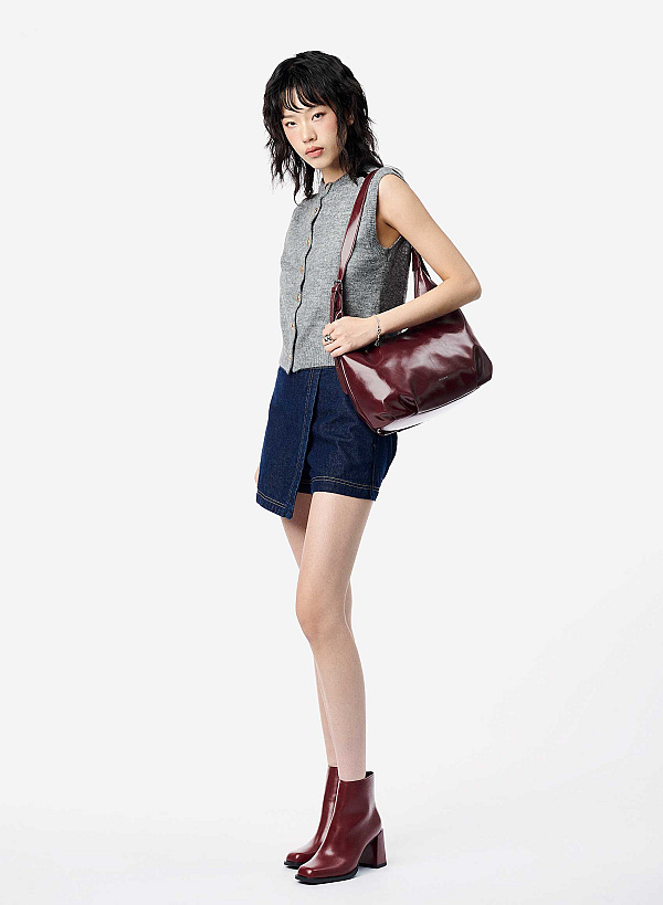 Túi đeo vai phom mềm nhấn khóa kéo - TOT 0209 - Màu đỏ đậm - VASCARA