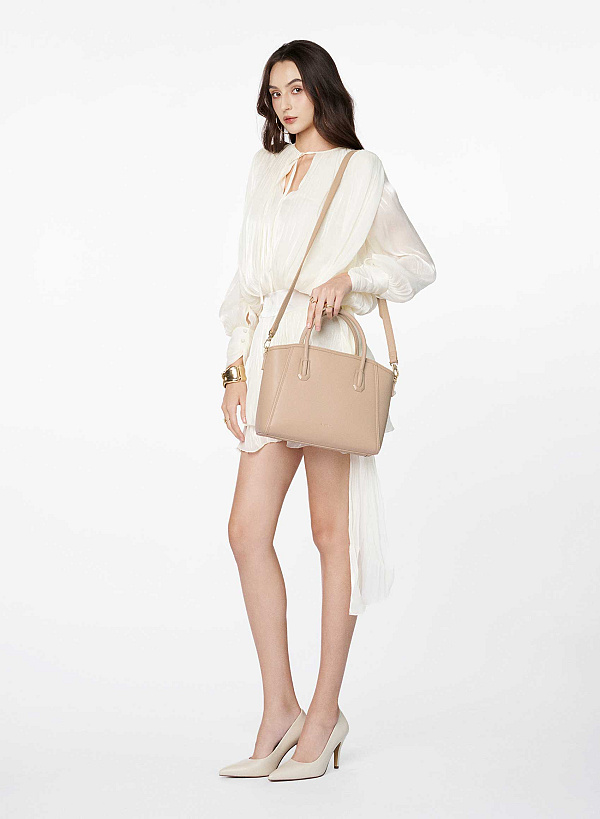 Túi xách monotone nhấn chân quai - TOT 0199 - Màu be - VASCARA