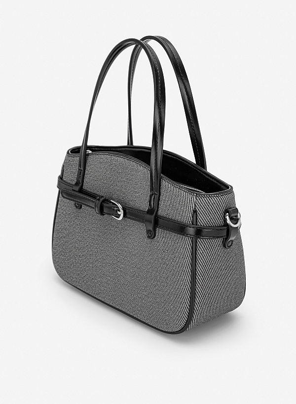 Túi xách tay nhấn đai khoá - TOT 0211 - Màu đen - VASCARA