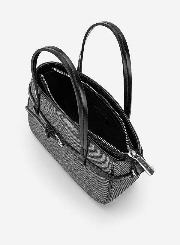 Túi xách tay nhấn đai khoá - TOT 0211 - Màu đen - VASCARA