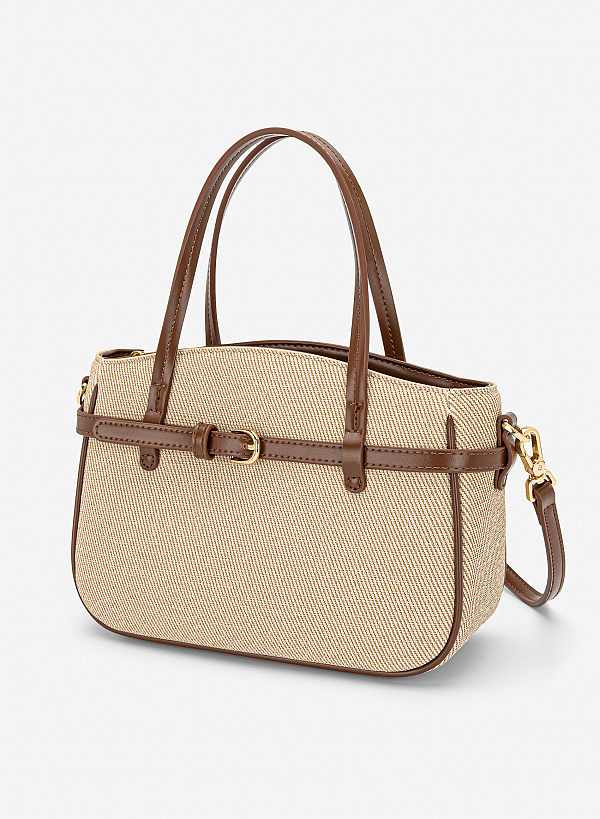 Túi xách tay nhấn đai khoá - TOT 0211 - Màu nâu - VASCARA